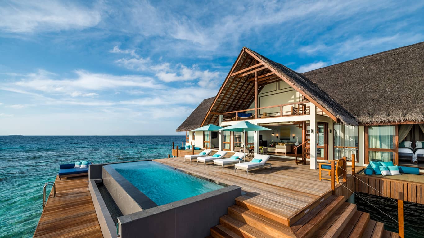 马尔代夫酒店,泳池,4K风景壁纸-千叶网